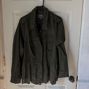 torrid Olive Green Utility Jacket with Peplum Hem